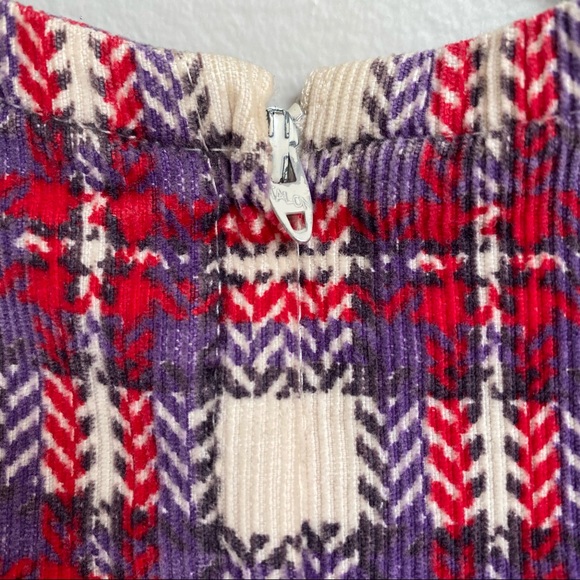 Vintage Corduroy Sleeveless Mini Dress Check Print Pink, Purple, and Cream - Picture 5 of 7
